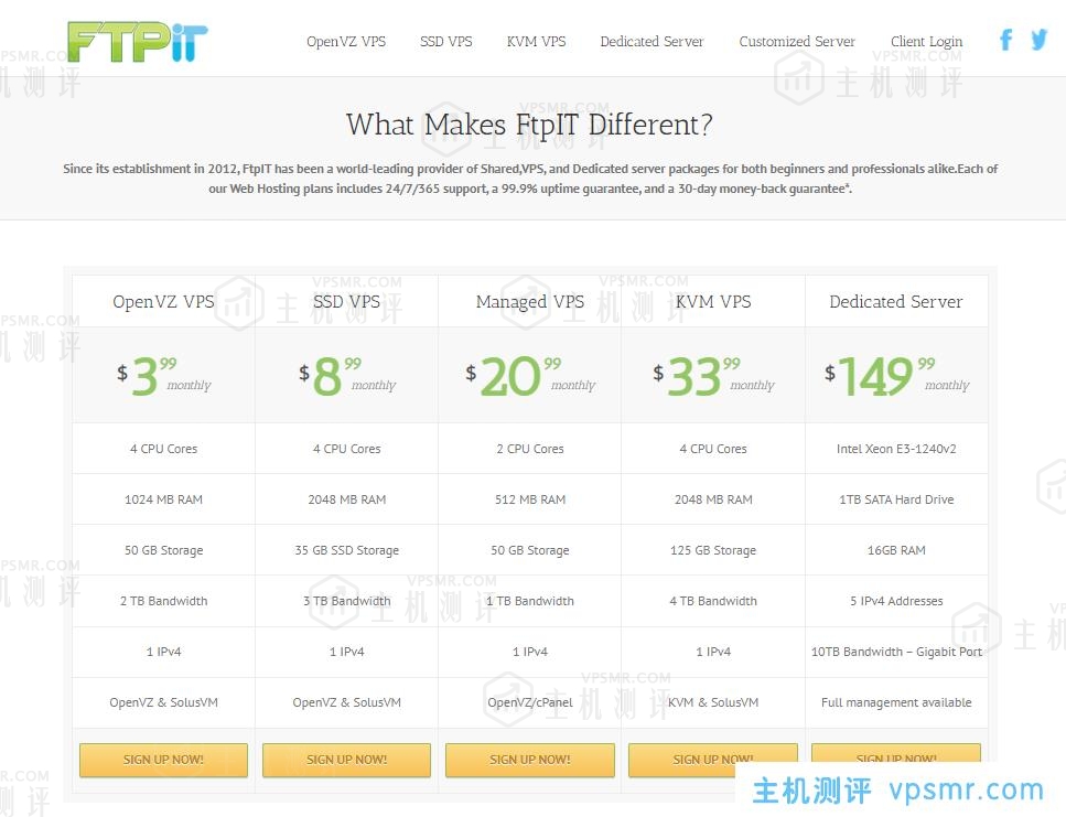 Ftpit美国VPS促销套餐最低月付1.99美元起，其中KVM架构1GB内存套餐或OpenVZ架构2GB内存套餐月付3.49美元起