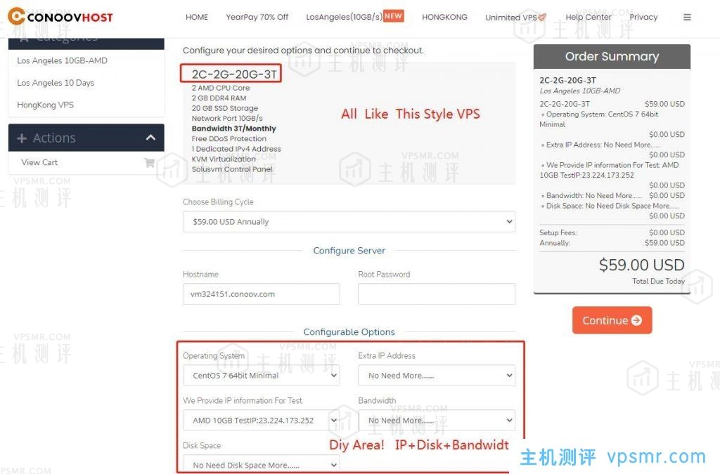 CoNoov上线2核（AMD CPU）2G内存20G NVMe硬盘10Gbps带宽3TB月流量配置洛杉矶大带宽VPS年付仅需59美元附丢包率及下载速度测试