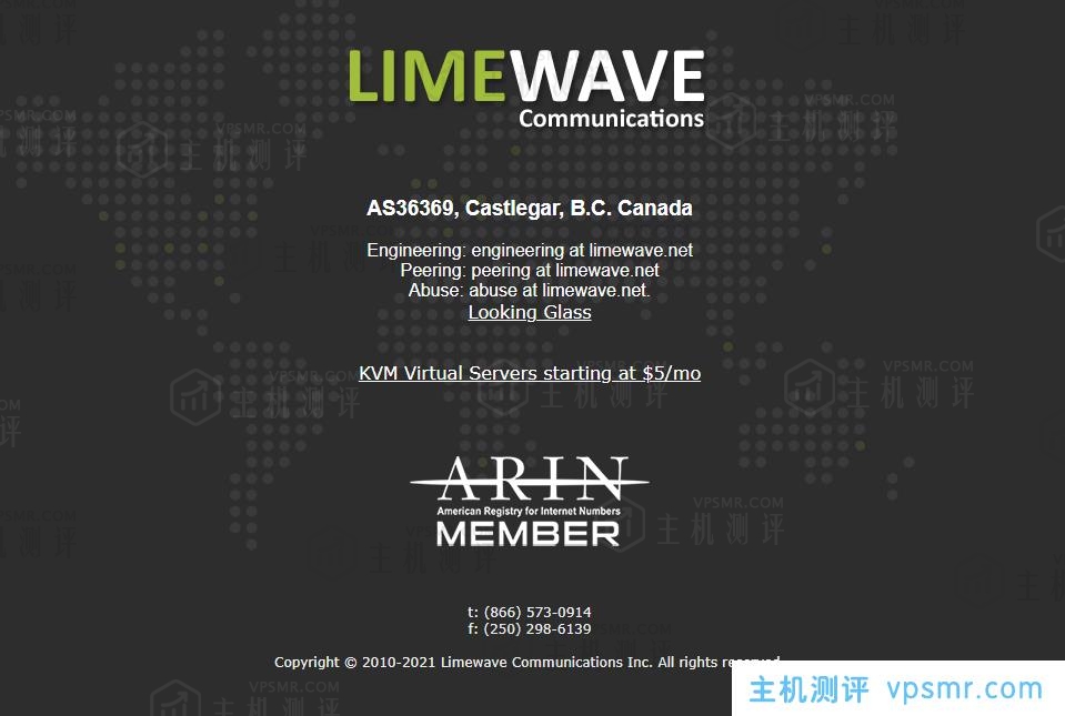 LimeWave加拿大VPS：1核1G内存60G hdd硬盘500G月流量/共享G口带宽$1.85/月，提供2个加拿大原生IP