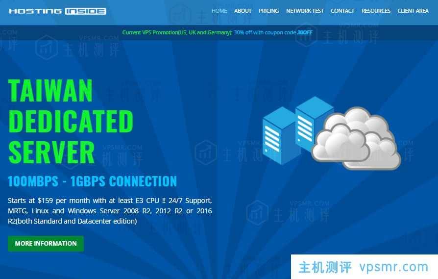 HostingInside台湾大带宽服务器，1Gbps端口，双E5-2680v4/64GB内存/480GB SSD+三星NVMe 970 Pro 1TB/5个IP，月付$215.32