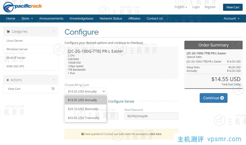 Pacificrack复活节优惠套餐：2核2G内存100G SSD硬盘7T月流量1Gbps端口洛杉矶VPS年付$14.55