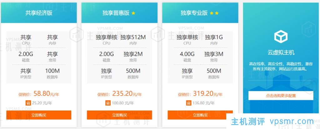 肥雀云2021企业上云活动：云虚拟主机58.8元/年起，2核2G内存5M带宽10G磁盘5G防御云服务器年付377.46元