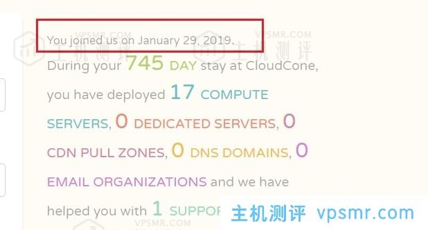 CloudCone 2019年1月1日之前注册老用户专享VPS优惠：1核512M内存10G SSD硬盘1Gbps带宽5TB月流量$7.5/年